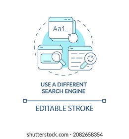 Different search engines concept icon. Anonymous web search sources of information protection abstract idea thin line illustration. Vector isolated outline color drawing. Editable stroke