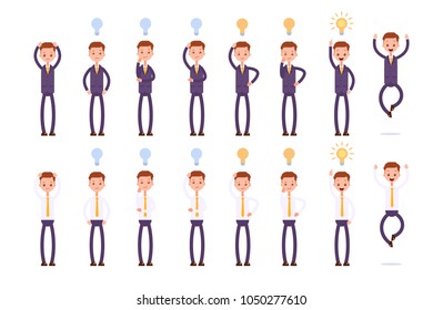 different search options and find ideas. businessman. cartoon character set.