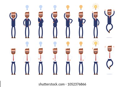 different search options and find ideas. businessman. cartoon character set.