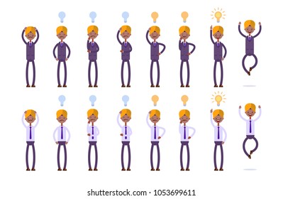 different search options and find ideas. indian businessman. cartoon character set.
