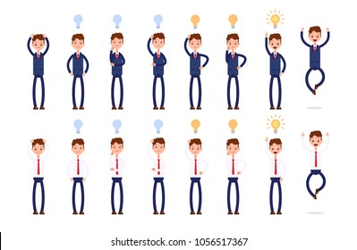 different search options and find ideas. businessman. cartoon character set.