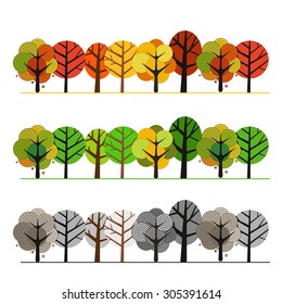 Different seasons of forest. Illustration concept