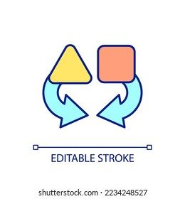Different sectors merger RGB color icon. Opposite elements. Combination and integration of segments. Isolated vector illustration. Simple filled line drawing. Editable stroke. Arial font used