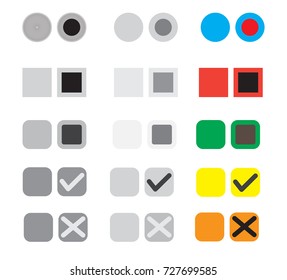different selection buttons set. selection graphic buttons on white background. election buttons sign.