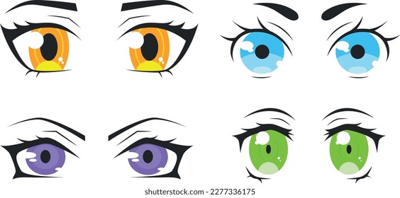 Different set of anime eyes, vector illustration