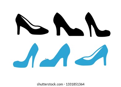 different set blue and black shoe shoes illustration.-vector