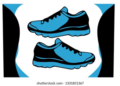 different set blue and black shoe shoes illustration.-vector