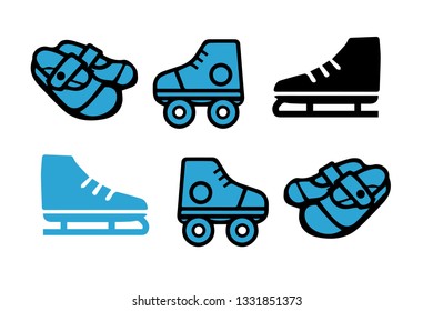 different set blue and black shoe shoes illustration.-vector