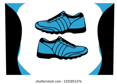 different set blue and black shoe shoes illustration.-vector