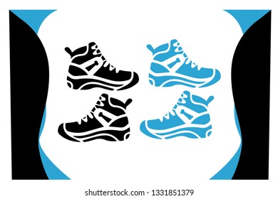 different set blue and black shoe shoes illustration.-vector
