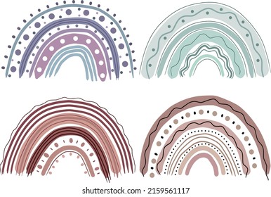 Diferentes arcos de estilo boho. Arte vectorial