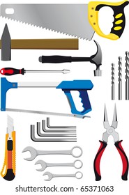 Different Set Hand Tools Isolated On Stock Vector (Royalty Free ...