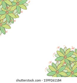 Different shades of green flowers template greeting card celebration botanical frame