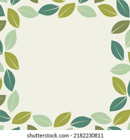 Different shades of green leaves. Leaf frame with space for text. Vegan,ego friendly concept. Vector design.