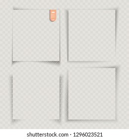  Different shadows set on the grunge transparent background, vector.