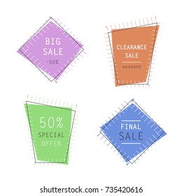 Different shape of banners set - isolated on white background. Collection of colorful and modern vector design. Trendy illustration