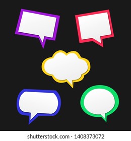 different of shape bubble speech on black background