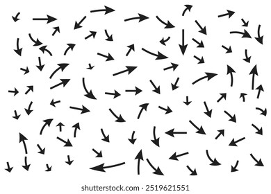 Diferente forma doodle estilo curvo e seta de forma quadrada vetor ilustração.