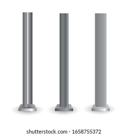 Different shape and form metallic pillars or columns screwed with bolts. The steel element of the truss beam.Vector illustration