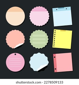 Different shape of post-it with flat style.