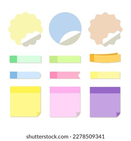 Unterschiedliche Form von Post-it mit Pastellfarben.