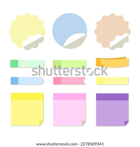 Different shape of post-it with pastel colors.