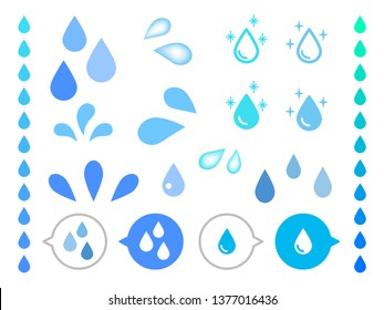 Different shape of realistic water drops vector on white background.