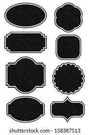 different shape vintage retro dark crackle label set isolated on white background