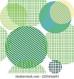 Different shaped circles green pantone seamless pattern, shiny sphere background, modern beautiful wallpaper, fabric print template. wrapping paper illustration with dot bubbles.