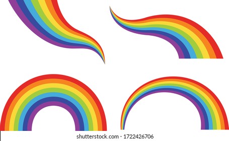 Colección de arcoíris con diferentes formas aisladas en fondo blanco