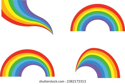 Different shaped colorful rainbow collection isolated on white background