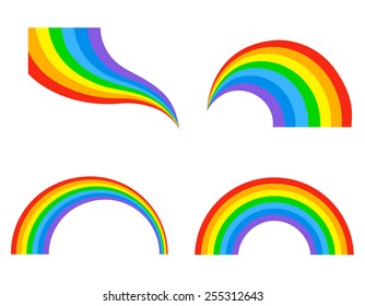 Different shaped colorful rainbow collection isolated on white background 