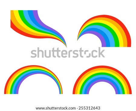 Different shaped colorful rainbow collection isolated on white background 