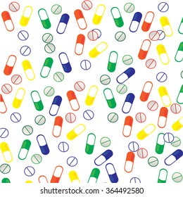 different shaped pills vector background