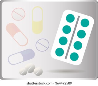 different shaped pills vector background