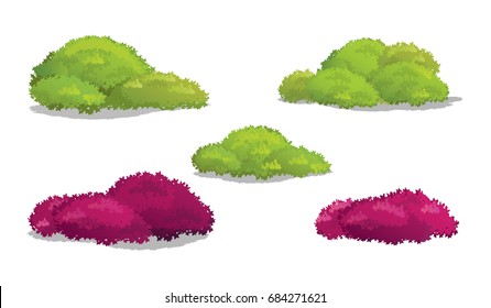 Different Shapes Of Bush.Vector Illustration Of Shrubs.