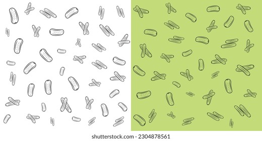 Diferentes formas de patrón pepino aisladas en fondo blanco y verde. vector