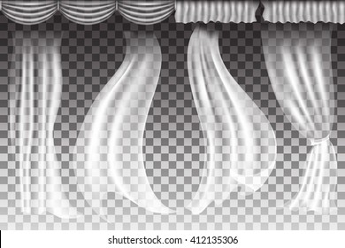 Different shapes curtains on transparent background. Vector illuatration