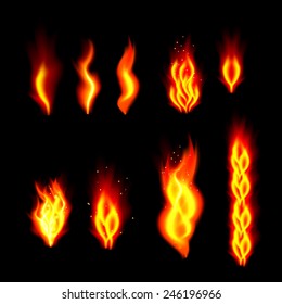 Different Shapes Fire Flames Vector Illustration Stock Vector (Royalty ...