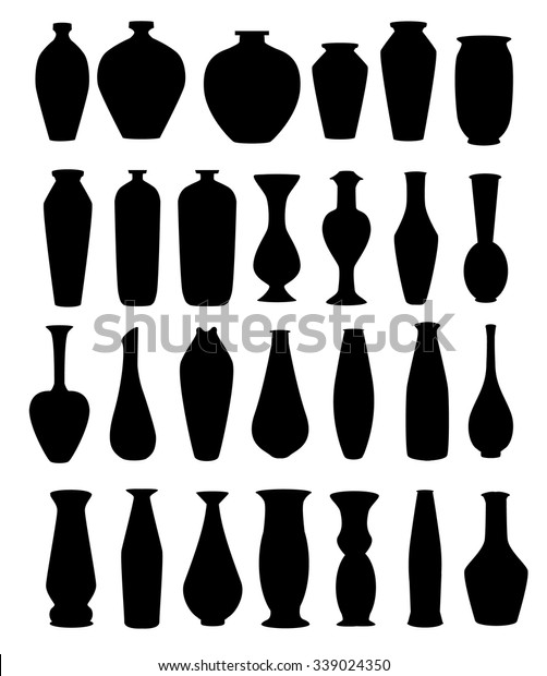 Different Shapes Flower Vases Vector Stock Vector Royalty Free