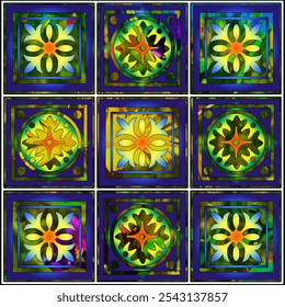 different shapes with flowers background