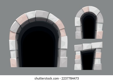 different shapes front tunnel entrance in set