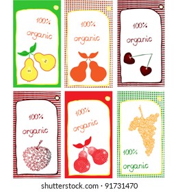 different shapes of fruit labels-different color combinations