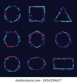 Different shapes geometric glitch element design