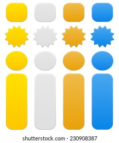 Different shapes in gold, silver, bronze and an additional blue color