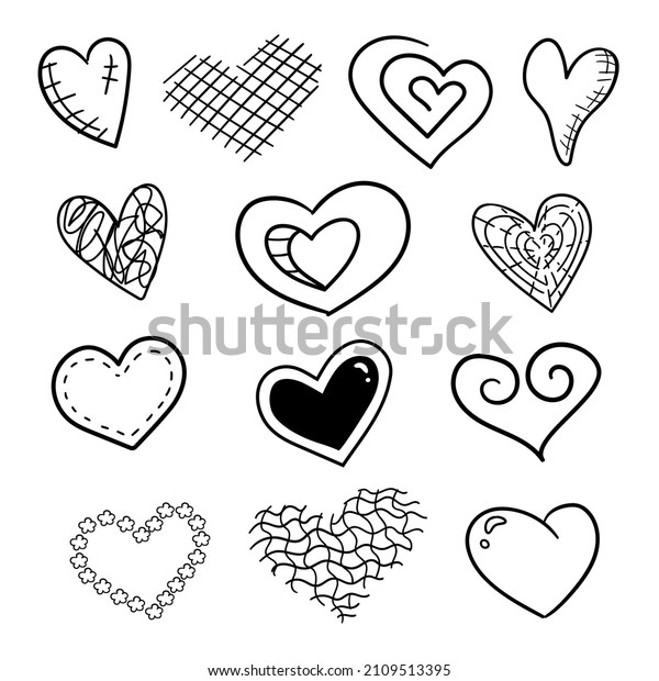 Different Shapes Hearts Line Art Stock Vector (Royalty Free) 2109513395 ...