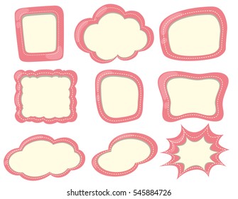 Different shapes of labels in pink illustration