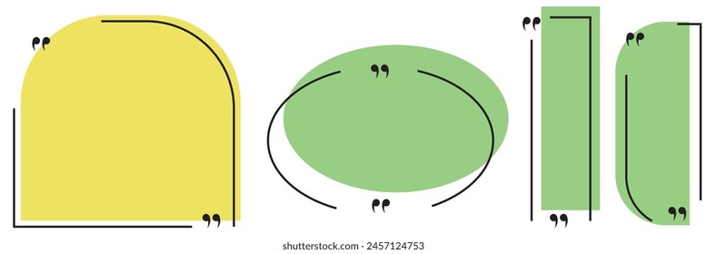 different shapes of quotes box frame isolated on a white background