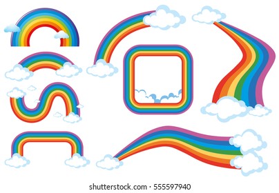 Different shapes of rainbow illustration