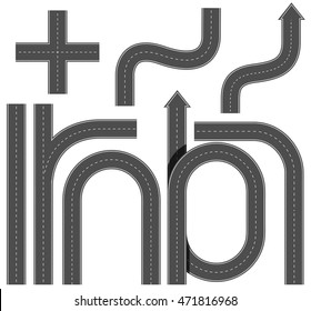 Different shapes of roads illustration